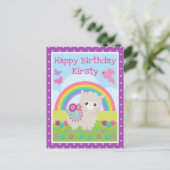 Floral Spring Llama & Rainbow Birthday Postkarte (Stehend Vorderseite)