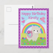 Floral Spring Llama & Rainbow Birthday Postkarte (Vorne/Hinten)
