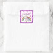 Floral Spring Llama & Rainbow Birthday Quadratischer Aufkleber (Tasche)