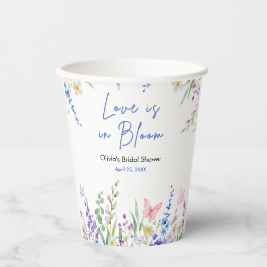 Floral Spring Love is in Bloom Bridal Shower  Pappbecher (Vorderseite)