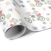 Floral Spring Mice On A Bike With Balloons Pattern Geschenkpapier (Rolleneckpunkt)