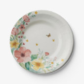 Floral Spring Paper Plate – Pastel Birthday Decor Pappteller (Vorderseite)