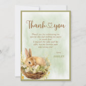 Floral Spring Rabbit Birthday Party Dankeskarte (Vorderseite)