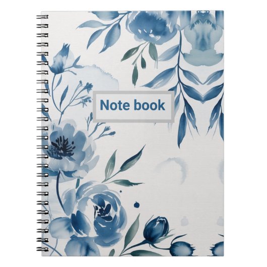 Floral Spring Rose | Dusty Blue Personalized Notizblock (Vorderseite)