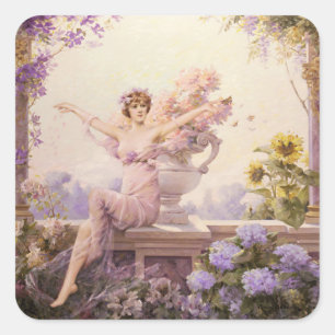 Floral Sprite Quadratischer Aufkleber