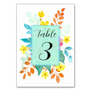 Floral Spritz Tischnummer Card for Wedding