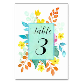 Floral Spritz Tischnummer Card for Wedding