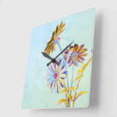 Floral Square Wall Clock Quadratische Wanduhr (Winkel)