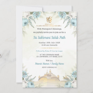 Floral Sri Sukhmani Sahib Path Invitation Einladung