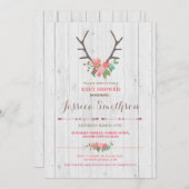 Floral Stag Rustikale Blume Kinderdusche Einladung (Vorne/Hinten)