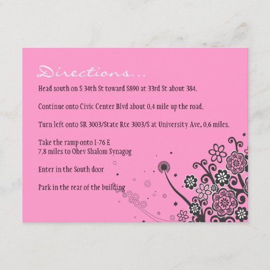 FLORAL STAR Baby Naming Direction Card Begleitkarte (Vorderseite)
