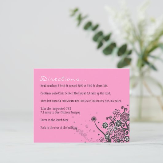 FLORAL STAR Baby Naming Direction Card Begleitkarte (Stehend Vorderseite)