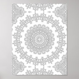 Floral Star Ring Coloring Page Pattern Artwork Poster
