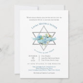 Floral Star von David Bat Mitzvah Einladung (Vorderseite)
