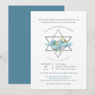 Floral Star von David Bat Mitzvah Einladung