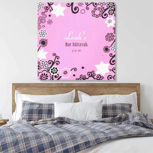 Floral Star von David Bat Mitzvah Sign-In Board Leinwanddruck (Insitu (Schlafzimmer))