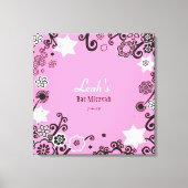 Floral Star von David Bat Mitzvah Sign-In Board Leinwanddruck (Vorderseite)