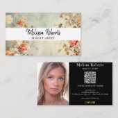 Floral staubiges Foto des QR-Logos Visitenkarte (Vorne/Hinten)