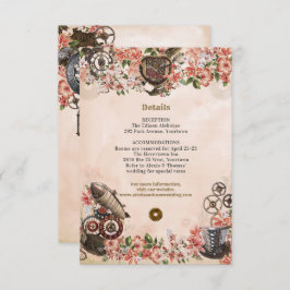 Floral Steampunk Hochzeitsempfang Beilage Einladung