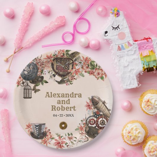 Floral-Steampunk-Party Pappteller (Party)