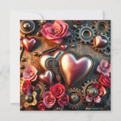 Floral Steampunk Valentine's Day Foto Template Karte (Vorderseite)