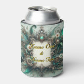 Floral Steampunk Wedding Green und Silver Dosenkühler (Kanne Vorderseite)