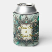 Floral Steampunk Wedding Green und Silver Dosenkühler (Kanne Rückseite)