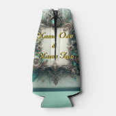 Floral Steampunk Wedding Green und Silver Flaschenkühler (Rückseite)