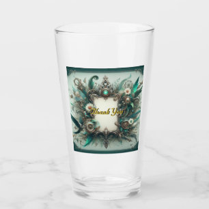 Floral Steampunk Wedding Green und Silver Glas