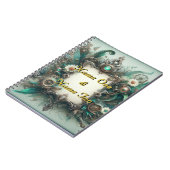 Floral Steampunk Wedding Green und Silver Notizblock (Linke Seite)