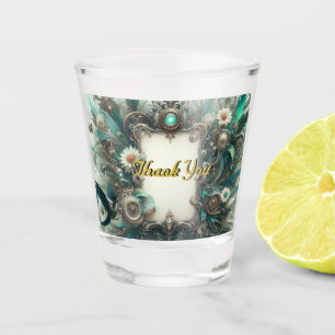 Floral Steampunk Wedding Green und Silver Schnapsglas
