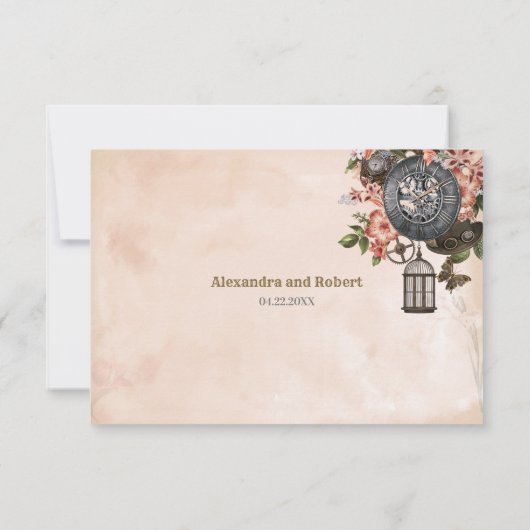 Floral Steampunk Wedding RSVP (Rückseite)