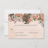 Floral Steampunk Wedding RSVP Karte (Vorderseite)