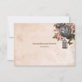Floral Steampunk Wedding RSVP Karte (Rückseite)