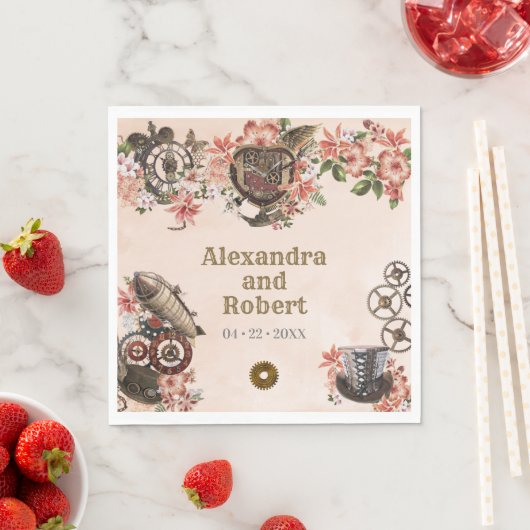Floral Steampunk Wedding Serviette (Beispiel)