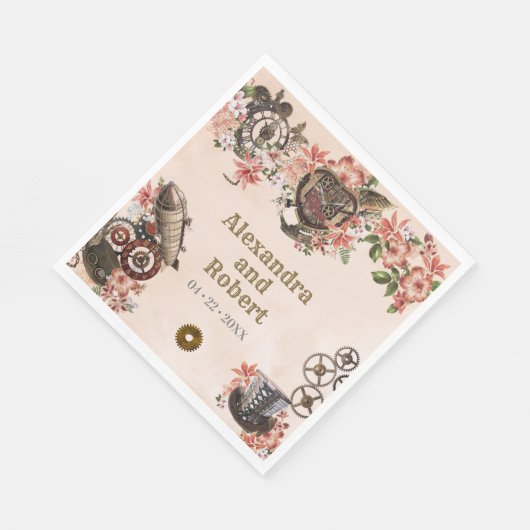 Floral Steampunk Wedding Serviette (Ecke)