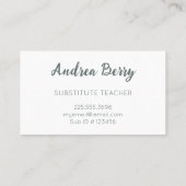 Floral Stellvertretender Lehrer Visitenkarte (Rückseite)