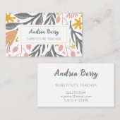 Floral Stellvertretender Lehrer Visitenkarte (Vorne/Hinten)