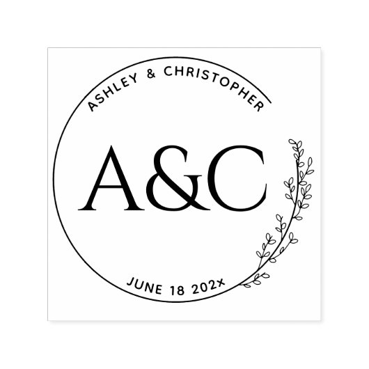 Floral Stem Wedding Permastempel (Design)