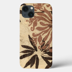 Floral Stencil Design with Tawny Leaves iPhone 13 Hülle