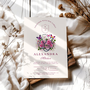 Floral Stethoscope Butterfly Nurse Abschluss Einladung