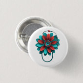Floral Stethoscope Design - Unique Medical & Healt Button (Vorne & Hinten)