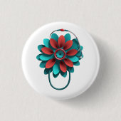 Floral Stethoscope Design - Unique Medical & Healt Button (Vorderseite)