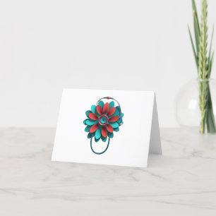 Floral Stethoscope Design - Unique Medical & Healt Dankeskarte