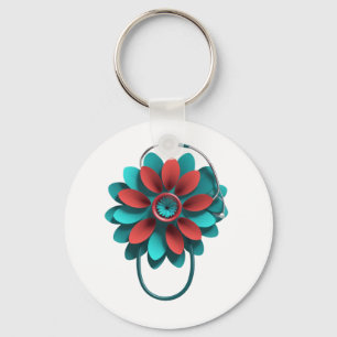 Floral Stethoscope Design - Unique Medical & Healt Schlüsselanhänger