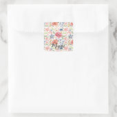 Floral Sticker- Cute Watercolor Flowers Quadratischer Aufkleber (Tasche)