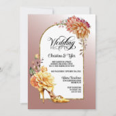 Floral Stiletto Blush Pink Arch Hochzeitsempfang Einladung (Vorderseite)