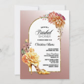 Floral Stiletto Shoe Blush Pink Arch Brautparty Einladung (Vorderseite)