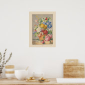 Floral Still Life mit Vintager Grenze Poster (Küche)