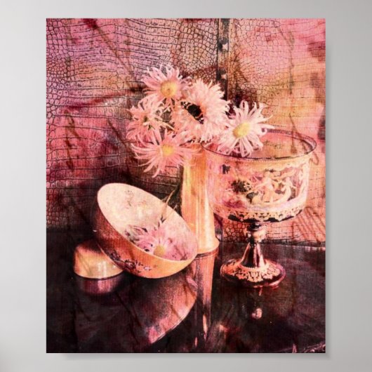 Floral Still Life Rosa Grunge Poster (Vorne)